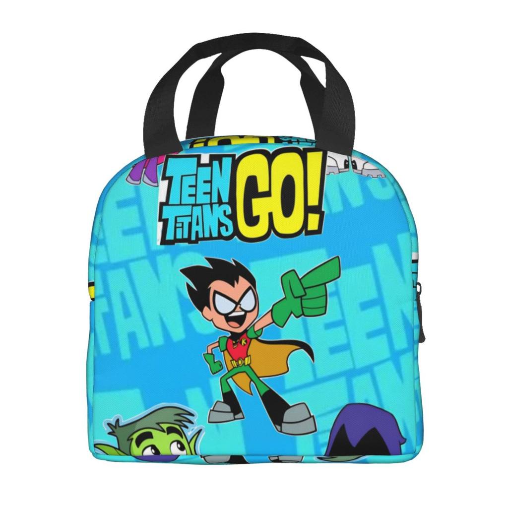 Teens Titans Go Beast Boy Sacs à déjeuner isothermes Boîte de rangement pour aliments Glacière portable Boîtes à lunch thermiques pour le voyage