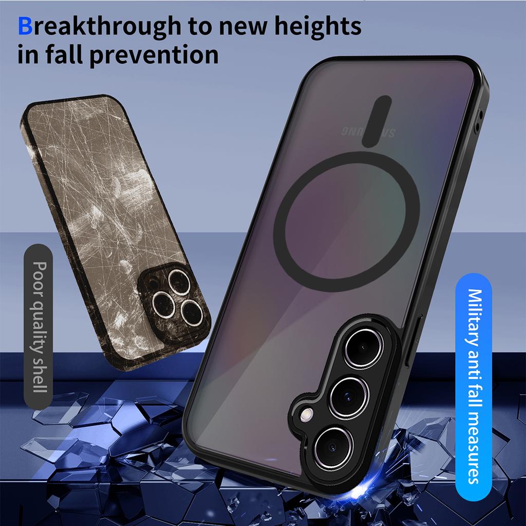 For Samsung Galaxy S25 FE Magnetic Case Skin Touch Matte Translucent PC + TPU Anti-Drop Phone Cover