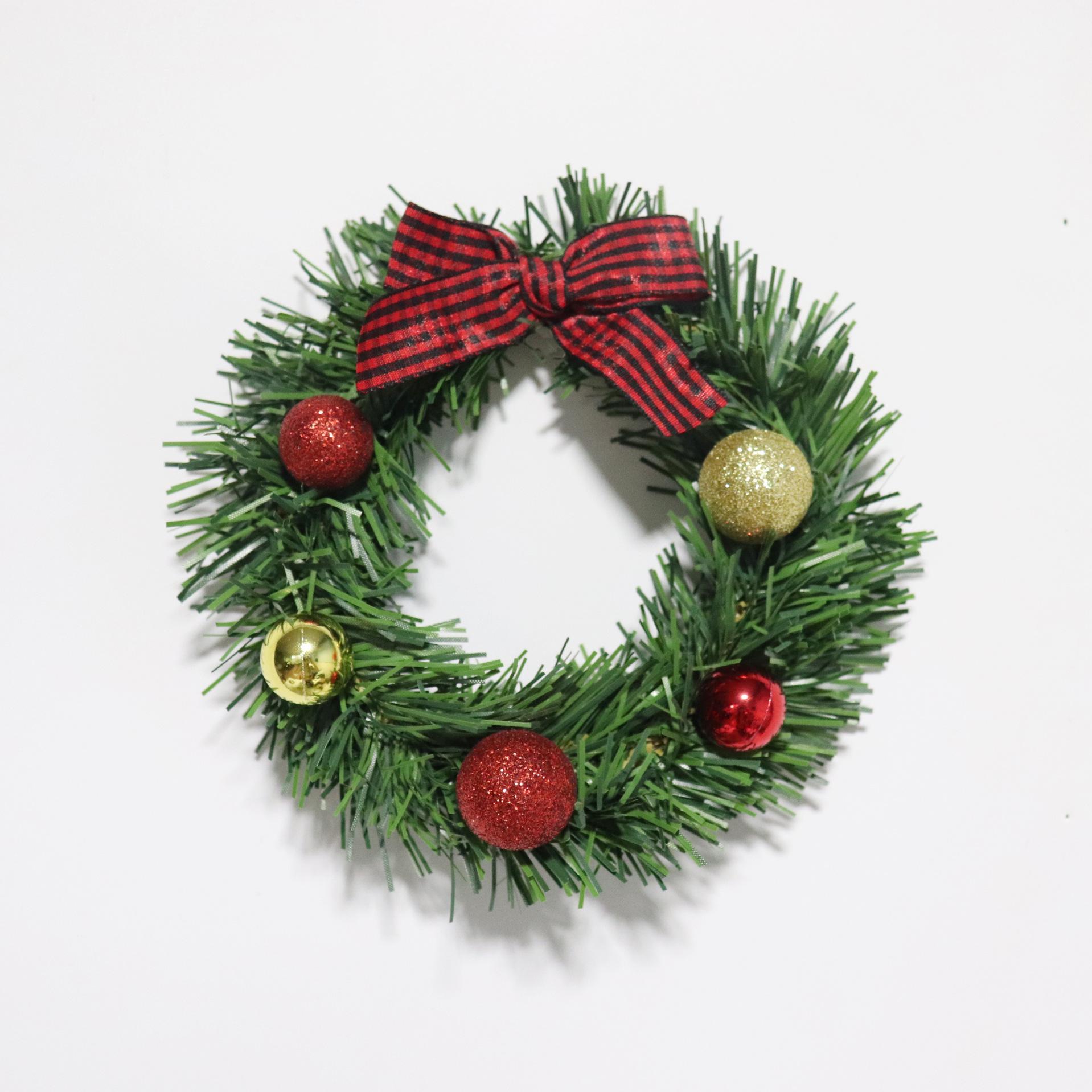 Holiday Garland Decoration Indoor Outdoor Wreath Festive Mini Christmas Wreath with Glitter Balls Bow Small for Holiday