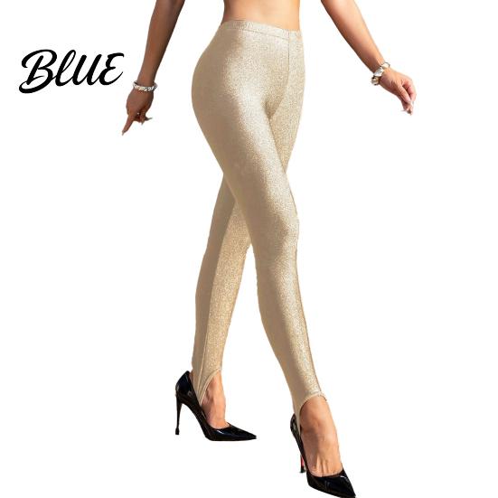 Women Leggings Elastic High Waist Glitter Design Long Pants Slim Fit Hip Lift Yoga Stretchy Bodycon