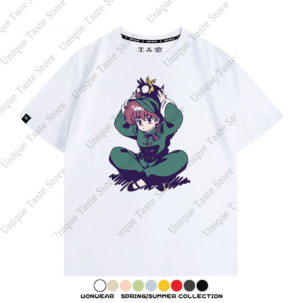 Anime Ranma ½ T Shirt Ranma NibunnoIchi Ranma Cartoon Print Tshirt Unisex Women Cotton Short Sleeve Tee Harajuku Fashion Tops