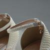 Sandály na vysokém podpatku Bílé Jednopřezkové boty Tenký podpatek Římské sandály s rybí tlamou Sandály s bílými perlami