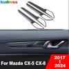 For Mazda CX-5 CX5 KF CX-8 2017- 2024 Carbon Car Inner Door Handle Bowl Cover Trim Ide Armrest Panel Trims Accessories