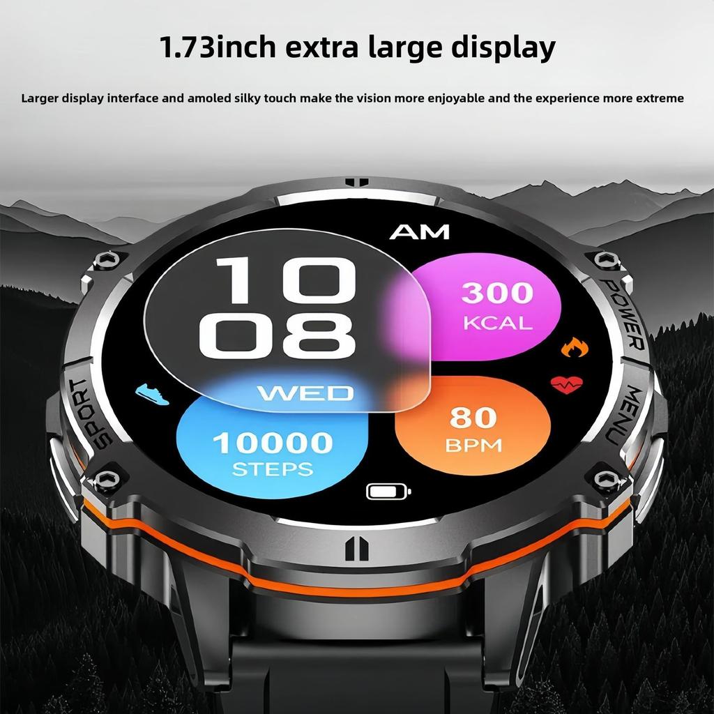 Outdoor Sports 30m Waterproof 1.73-inch AMOLED Display X3 Smart Watch Magnetic Compass Calling Heart Rate Barometric Pressure