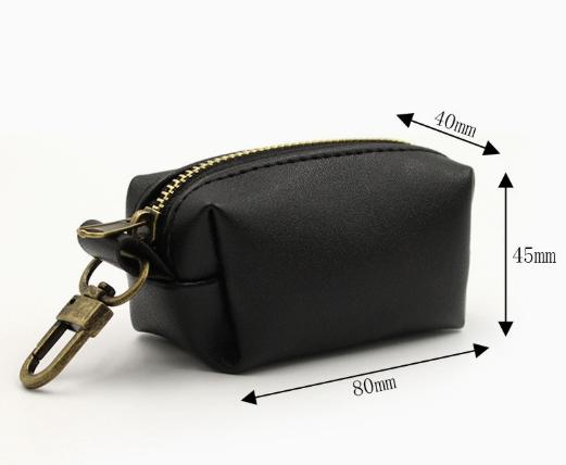 Minimalist Leather Zipper Keychain Dog Poop Bag Holder, Pet Waste Bag Mini Storage Pouch
