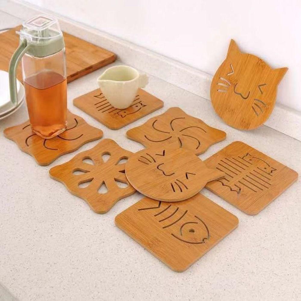 Creative Wooden Insulated Coaster Thicken Non-slip Cup Mat Multifuntional Portable Table Mat Home Decoration