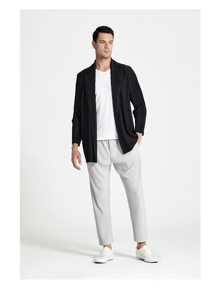 Men's Summer 2021 Pleated Casual Suit Jacket and Trench Cardigan