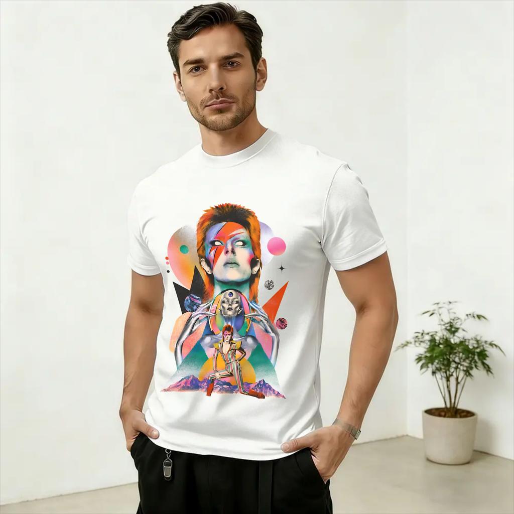DDavids Bowieee Aliens Cat Phrase Unisex T Shirts Vintage Tee Shirt Short Sleeve Round Collar TShirt Cotton Classic Tops