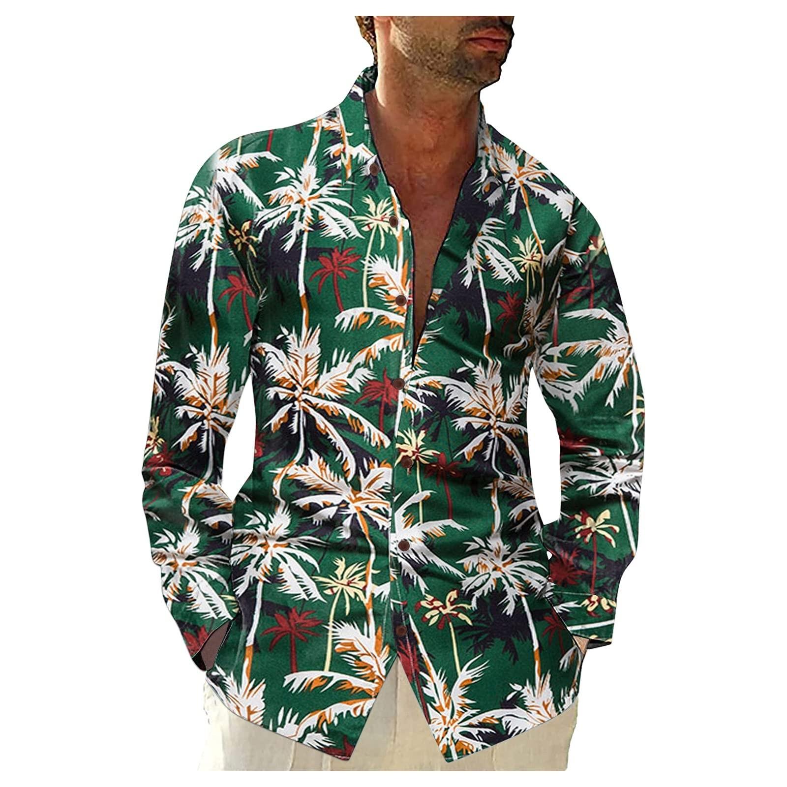 

Мужская модная повседневная рубашка с длинным рукавом и пуговицами с лацканами, верхняя блузка XXXL зелёный