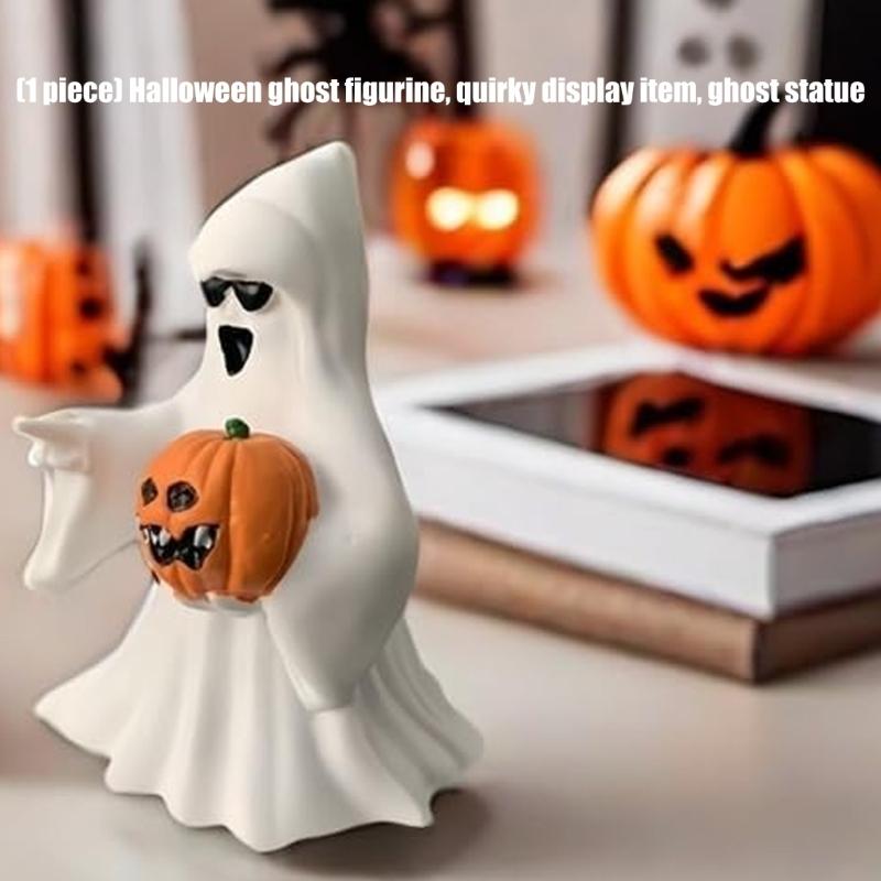 Funny Ghostly Miniature Statue With Sunglasses Pumpkin Collectible Ornament Halloween Home Office Desktop Shelf Decors