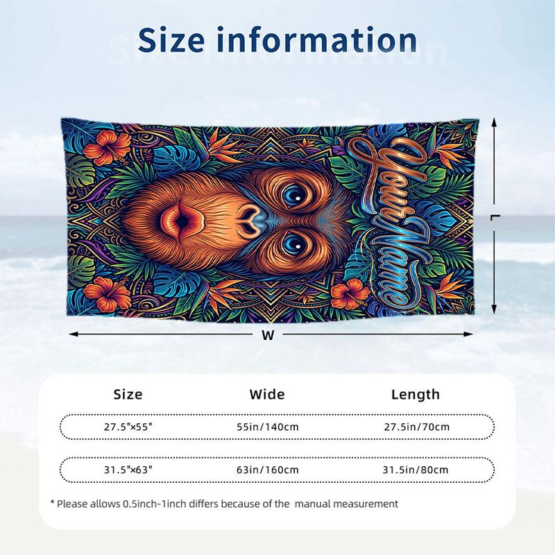 Decorative Artwork Theme Beach Towel Personalized Custom Name & Text Soft Quick Dry Beach Towel for Swimming Travel