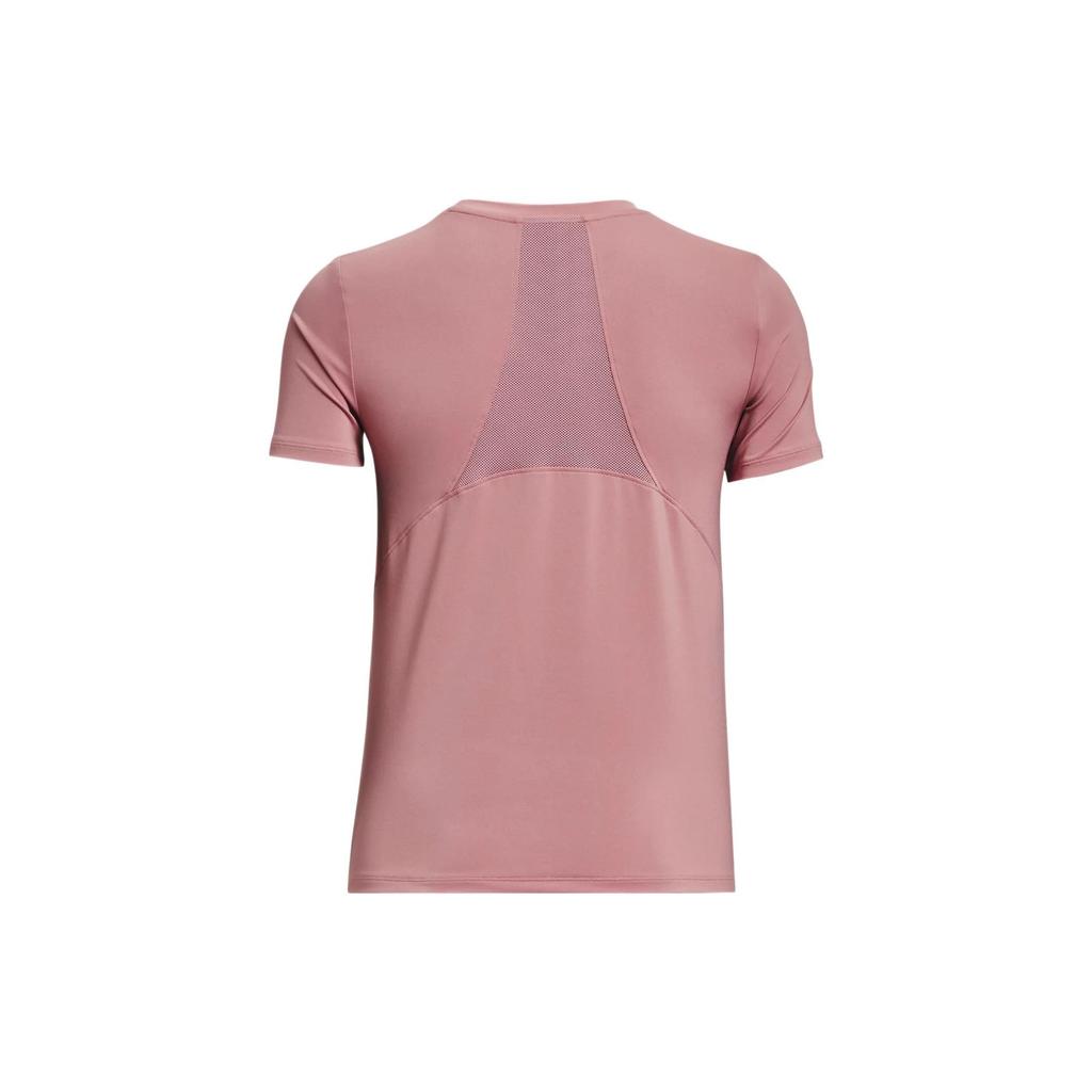 Under Armour Solid Color Round Neck Mesh Back Short Sleeve T-Shirt Women Tops Pink 1379043-697