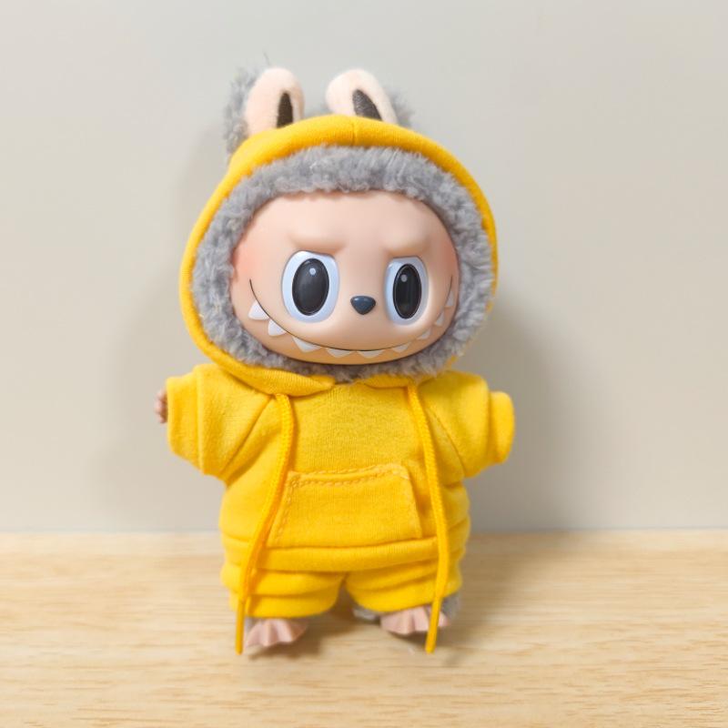 17CM Labubu Vinyl Macaron Blind Box: Casual Hoodie Set & Changeable Outfit Pendant