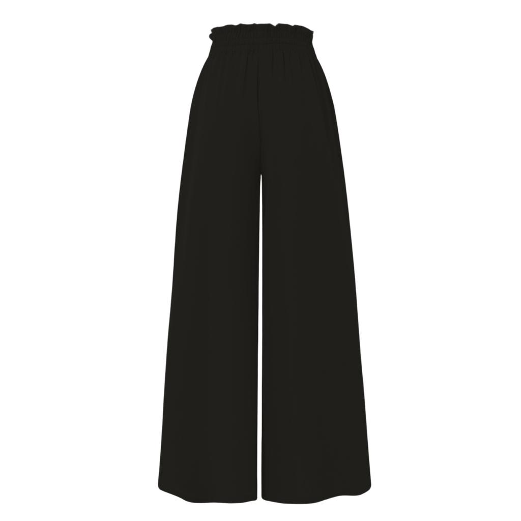 Women's Casual Fashion Elastic Waistband Wide Leg High Waist Long Skirt Pants