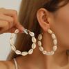 Exaggerated Handmade Woven Shell Large Circle Earrings For Women Summer Beach Vacation