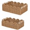 Wooden Handles Storage Basket Scalloped Edge Decor Basket Paper Rope Basket  Home Decor