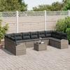 VidaXL Ensemble de canapés de jardin 10 pièces avec coussins noir en rotin synthétique 3346229