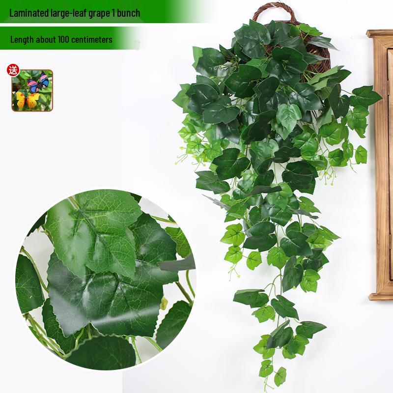 Artificial Pothos & Spider Plant Rattan Vine Wall Hanging for Indoor/Outdoor Decor