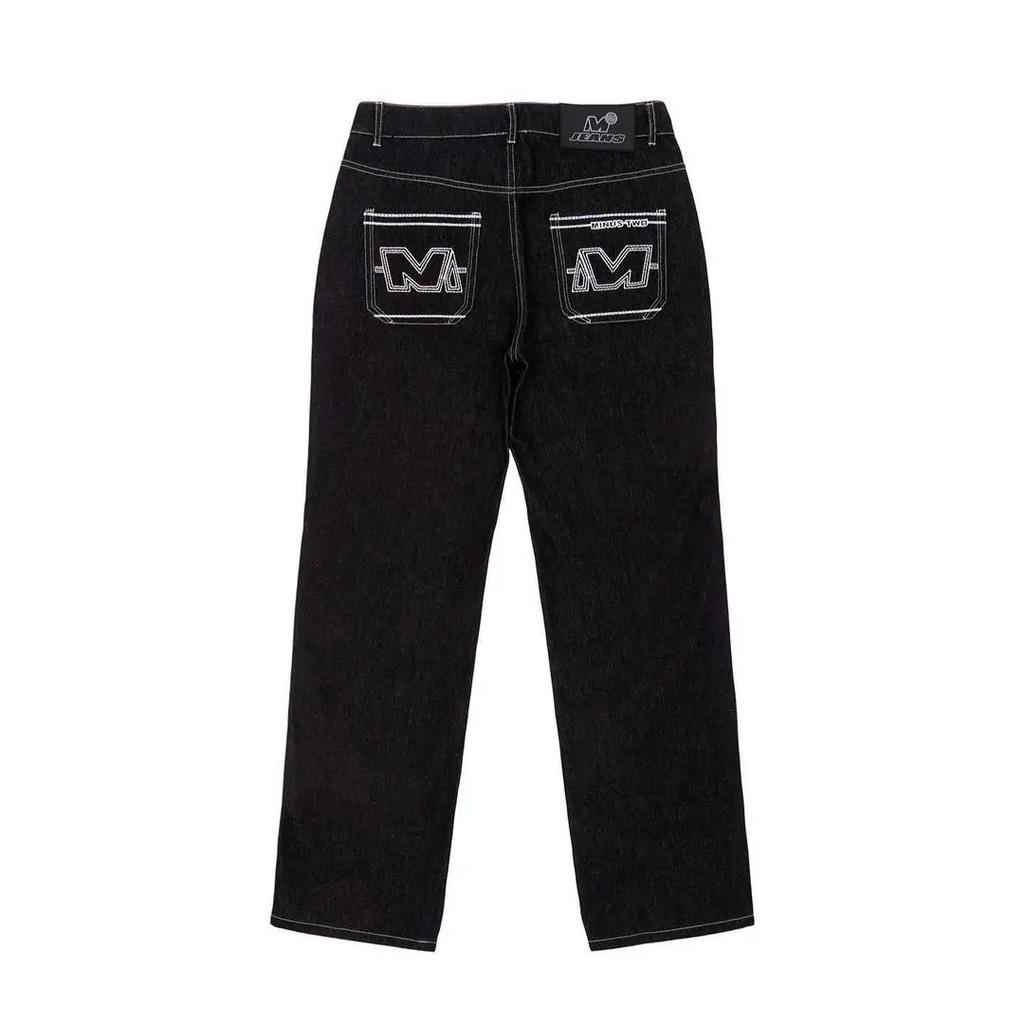 Y2k Jeans Hip Hop Letter Printed Black Pants Men Women New Trend Fashion Punk Loose Straight Wide Leg Trousers Streetwear