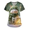 Women's Cute Printed Work Clothes V-neck Double Layer Pockets Basic Short Sleeve Top Pullover Valentines