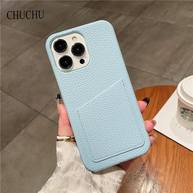 Luxury Brand Skin Card Package Lichee Pattern Pu Leather Phone Case For Iphone 14 13 7 8 Plus X 12 Xr Max 11 Pro Se Mini Cover
