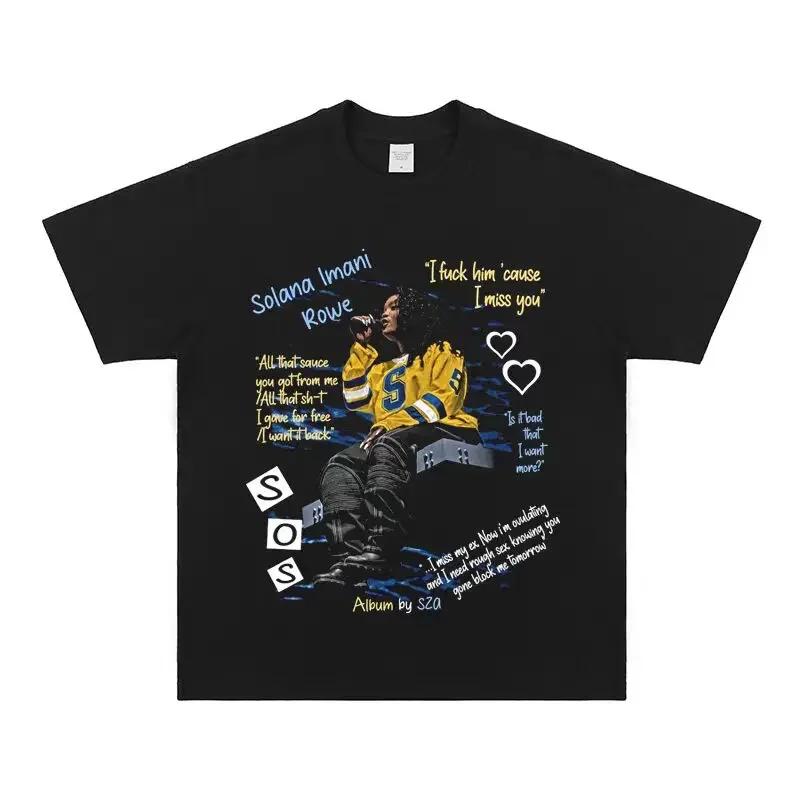 SZA SOS Album Graphic Print T Shirt Vintage Punk Hip Hop Harajuku T Shirt Fashion Casual High Quality T Shirt Women Men's Tops