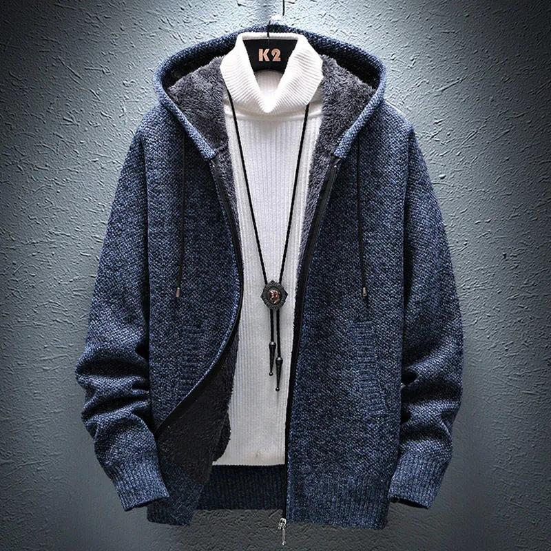 Men's Sweater, Men's Knitted Shirt, Men's Cardigan, Korean Style Trendy Autumn and Winter Jacket, Padded and Thickened Jacket Top