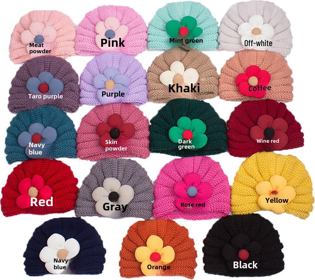 2023 Europäische & Amerikanische Babywolle Blumen-Pullovermütze: Warm & Bequem für Herbst & Winter