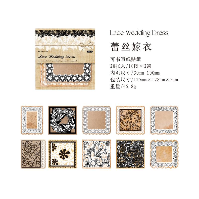 20 Sheets Irregular Lace Decorative Material Paper Vintage Scrapbooking Junk Journal DIY Craft Background Paper
