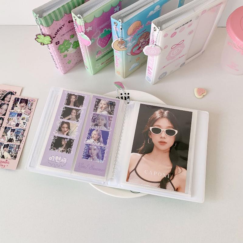 Cartoon Idol Fotoautomat Album 40 Seiten für 40 Stück 2x6 Zoll Fotostreifen Lesezeichen 20 Stück 4x6 4R Fotohalter