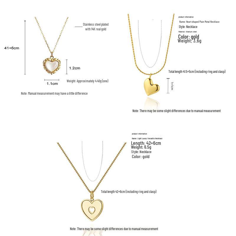 Heart Series 18K Gold-Plated Titanium Steel Necklace - Elegant, Colorfast, Simple & Chic Clavicle Chain