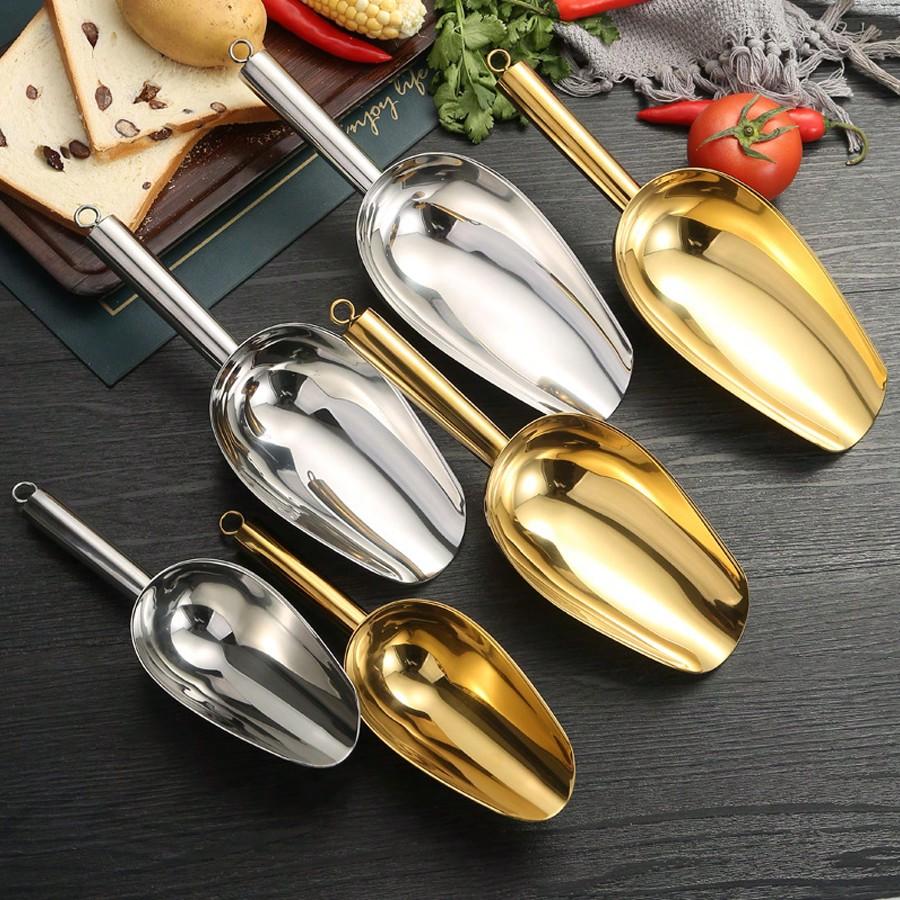 Stainless Steel Ice Shovel, Flat Ice Scoop, Bar Tool, Supermarket Shovel For Sugar/Candy/Tea Leaves