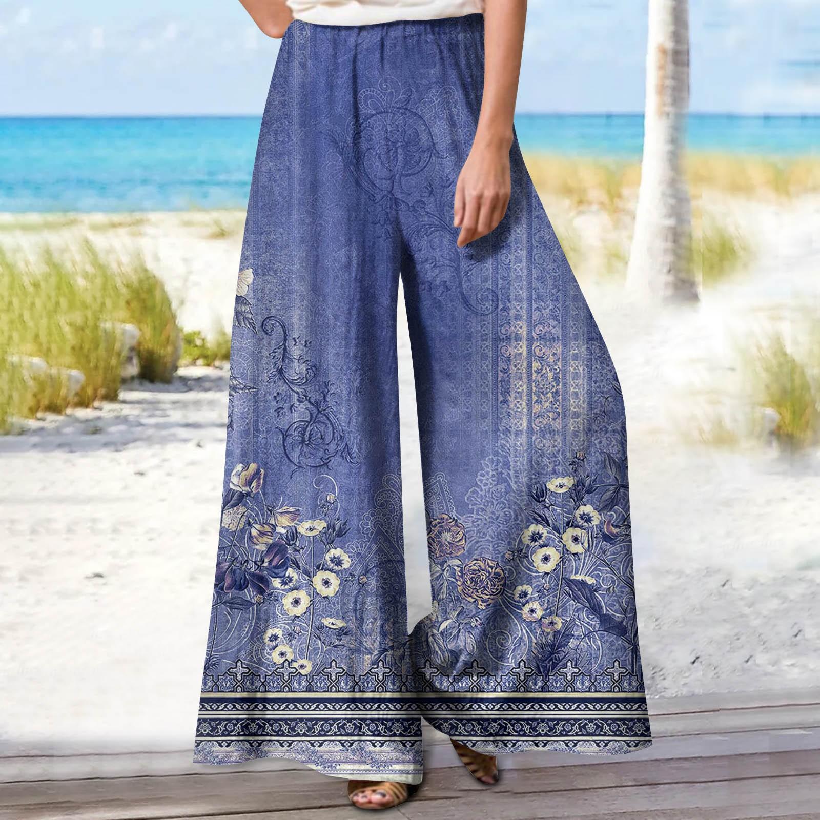 

Женские летние свободные повседневные широкие брюки с эластичной резинкой на талии и брюками XXL фиолетовый