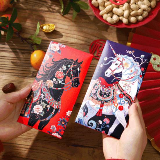 6 Pcs Chinese New Year Red Envelope 2026 Year of The Horse Lucky Money Red Packets Hong Bao for Spring Festival Birthday