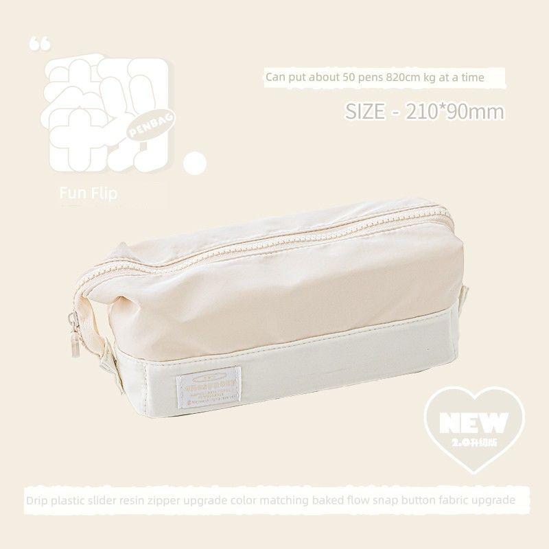 

Rosyposy Soft Flip Pen Bag Good-looking Ins Style Large Capacity Minimalist Girls Internet Hot Stationery Case Latte