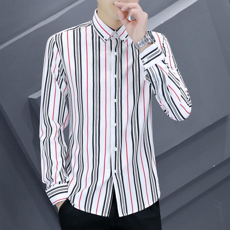 

Striped Long Sleeve White Undershirt for Men - Youthful European/American Spring Style L білий