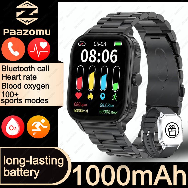 2.04-inch Ultra Smart Watch For Men Women 1000mAh High Capacity Battery Outdoor Sports Fitness Health Monitoring Smartwatch