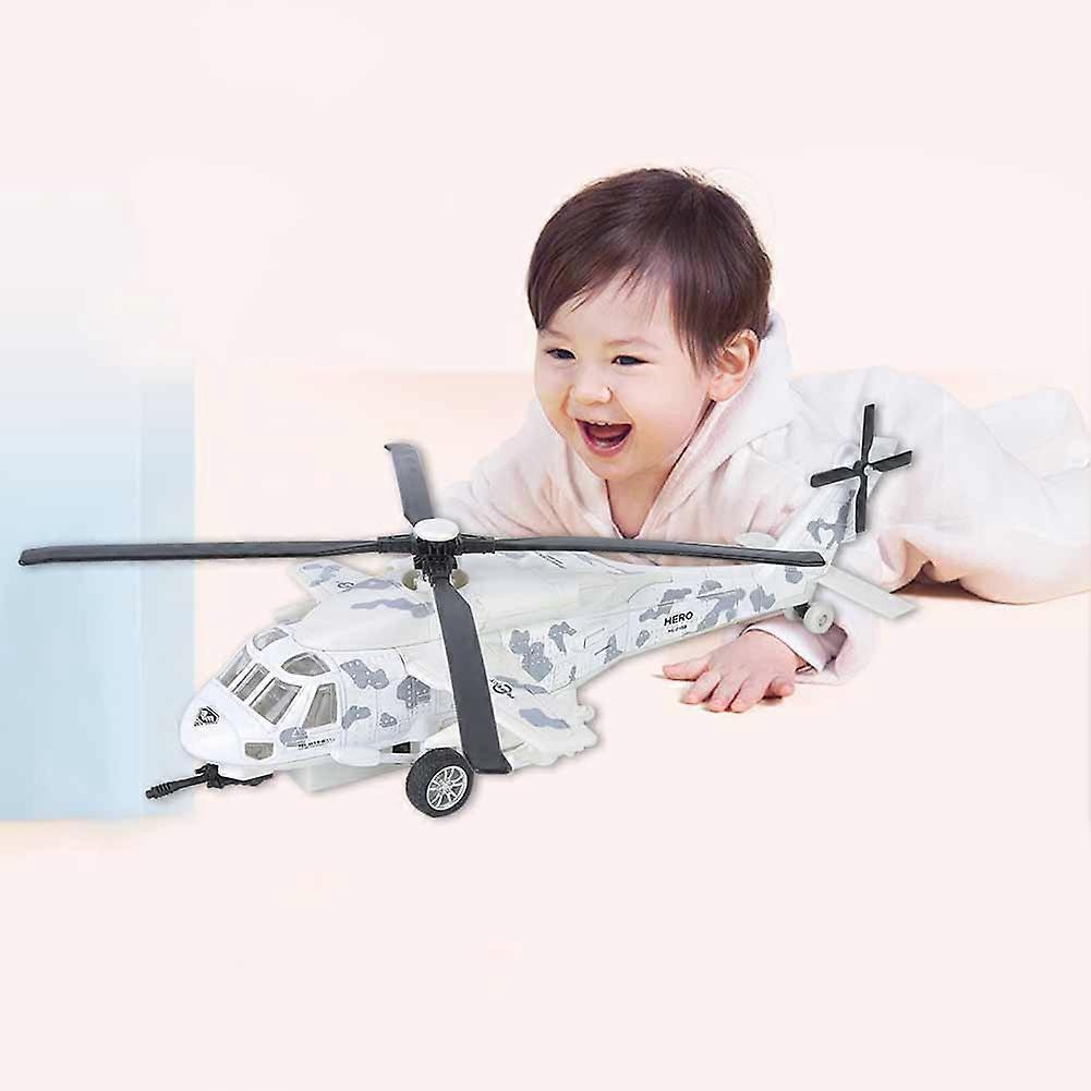 Spielzeug-Hubschrauber mit Rückziehmechanismus, Licht und Sound für Kinder(Weiß)