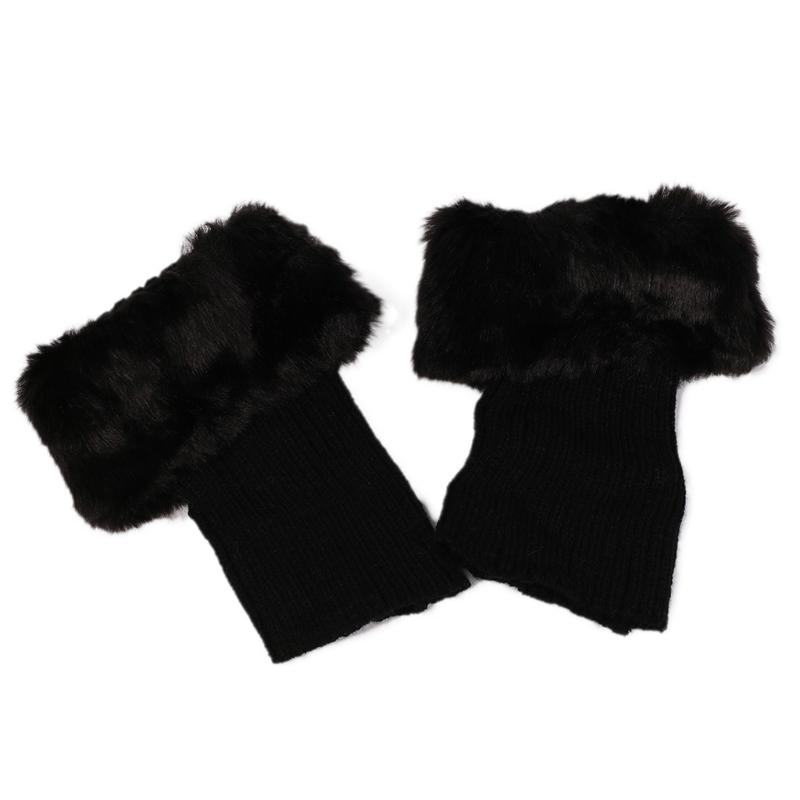 Short Women Boot Cuffs Socks Topper Gaiters with Plush Trim Winter Ribbed Knitted Solid Color Elastic Leg Warmers Gifts