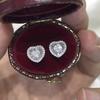 Huitan Exquisite Heart Stud Earrings with Cubic Zirconia Sweet Love Earrings Silver Color Fashion Versatile  for Women