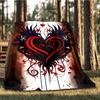 1pc Heart Design Outdoor Flannel Blanket Soft All Season Polyester Throw , Perfect for Picnics & Travel , Picnic Accessory