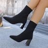 Fashion Fashion Solid Elastic Socks Boots Women 2025 Autumn/winter Breathable Knitted Fabric High Heel Sexy Pointed Toe Boots for Women