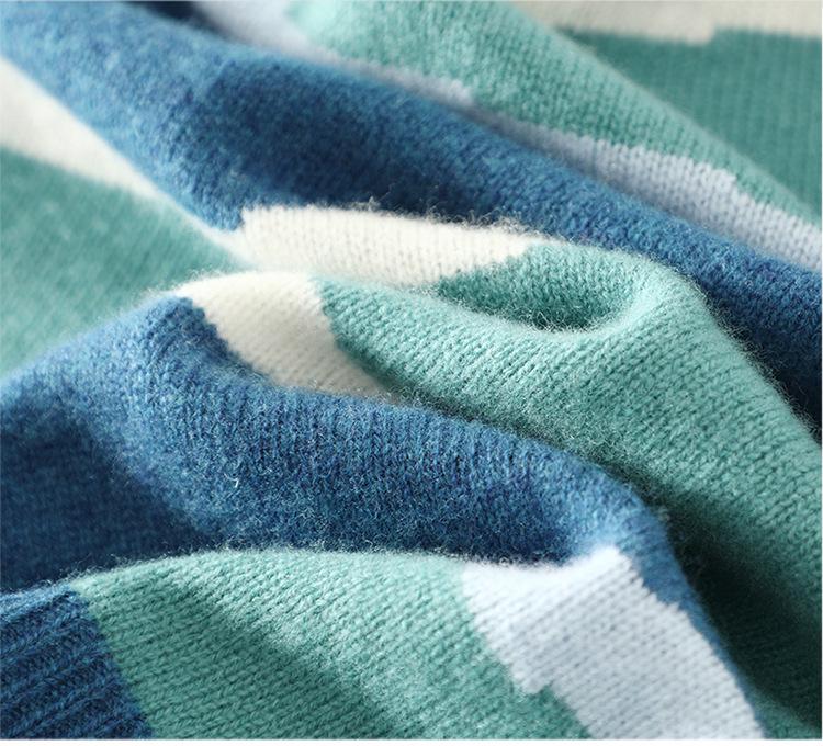 Herren Pullover mit Farbblockmuster, Wolle, Herbst/Winter 2025 - Rundhals, Lockerer Sitz, Gestricktes Basis-Oberteil.