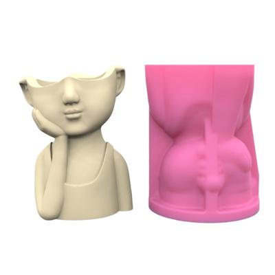 Niedlicher Junge Kerze Silikonform Cartoon Blumentöpfe Form Kerzen Tablett Form Heimdekorationen Exploy Resin Formen DIY Basteln