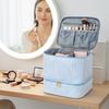 Double Layer Pu Leather Nail Polish Storage Organizer with Handles Gel Nail Polish Bag for Women Manicure Supplies