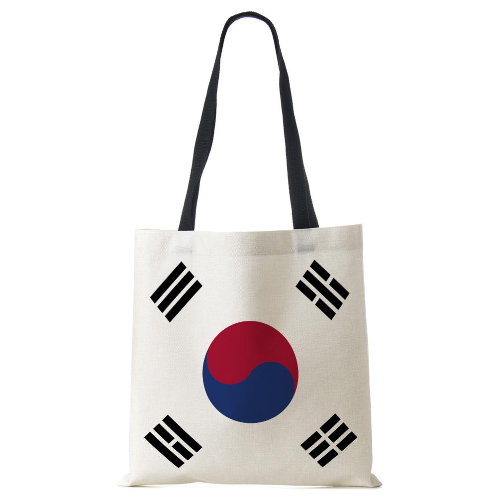 World Cup Flag Women Handbag Linen Totes Casual Traveling Beach Gift Bags CLE