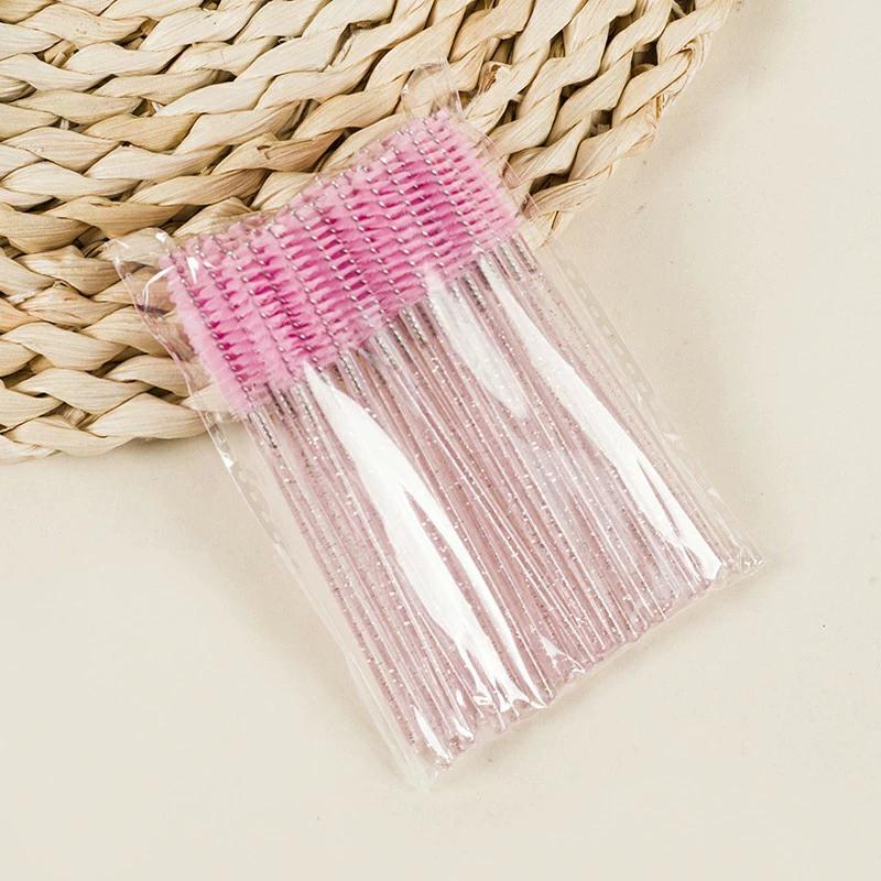 50 Pièces Brosses Jetables pour Extensions de Cils Sourcils Cils Goupillons Baguettes de Mascara Avec Étui de Rangement Outils de Maquillage de Beauté