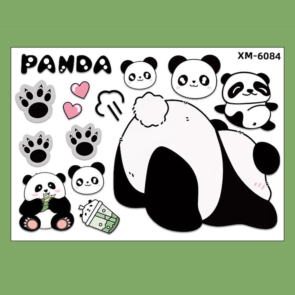 1Pc Motorcycle Bicycle Decal Helmet Car Waterproof Decals Lovely Pandas Night Sign Stickers Creative Exterior Decor Accessories