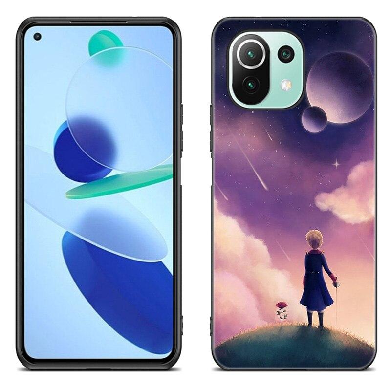 The Little Prince Fox Case For Xiaomi Mi 11 Lite NE 11i 10T 11T Pro A2 A3 Lite POCO F3 M3 M4 C31 X3 Pro NFC GT Black Soft Cover
