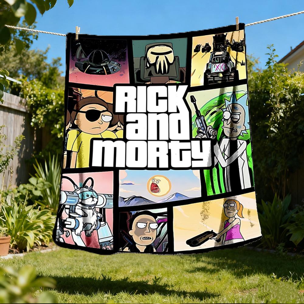 

1 шт. Плед из фланели Rick and Morty для улицы, мягкий, легкий и теплый, для дивана, офиса 80x120cm
